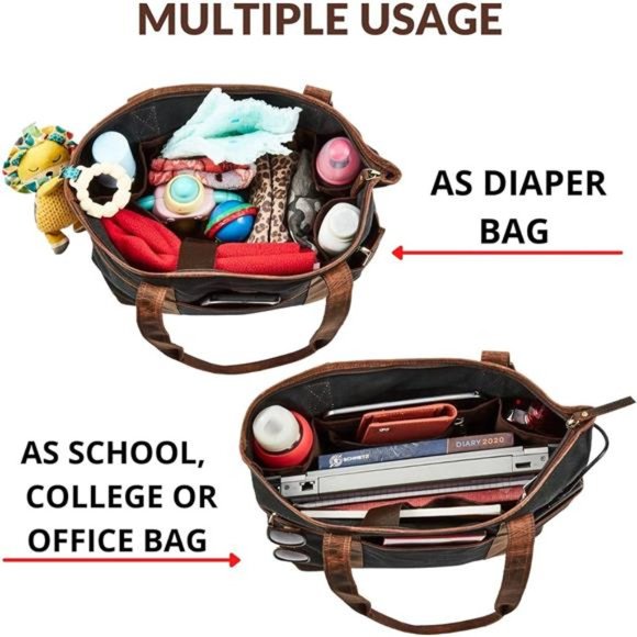 Tote Bag for Women Real Leather Shoulder Handbag Organizer - Picture 4 of 7